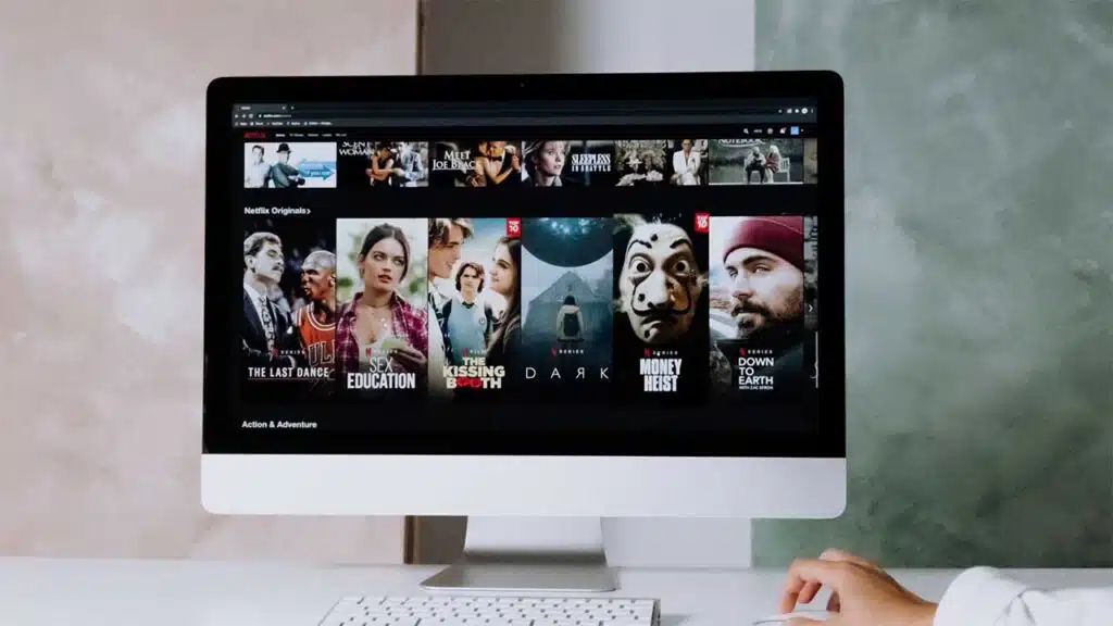Streaming Netflix shows on a desktop screen.
