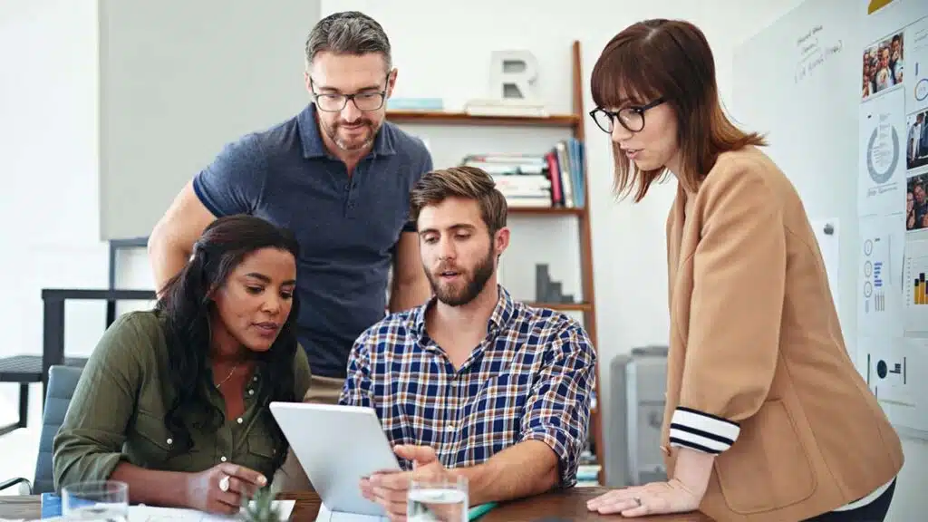 Team is collaborating on a digital marketing project