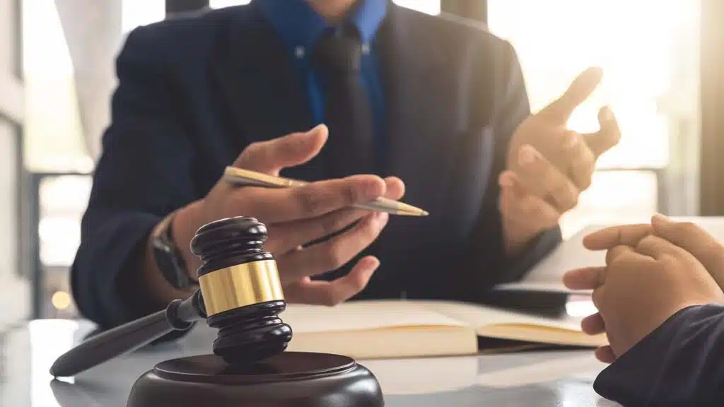 Lawyer discussing a case with a client