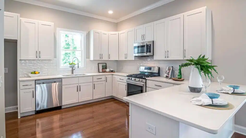 Bright kitchen with white cabinets