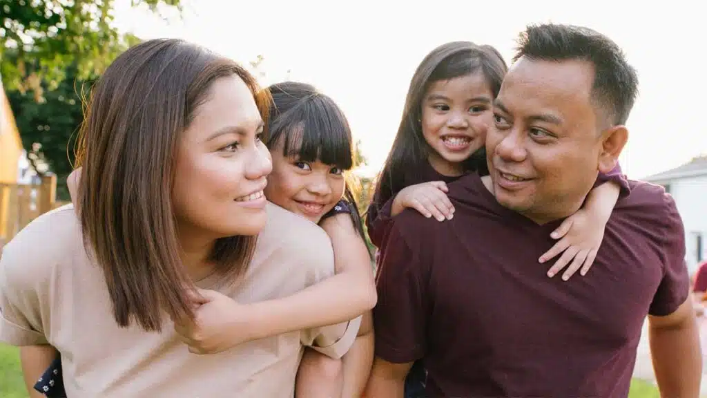 Happy family enjoying outdoor time together