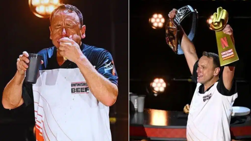 Joey Chestnut Defeats Kobayashi in Netflix Hot Dog Contest