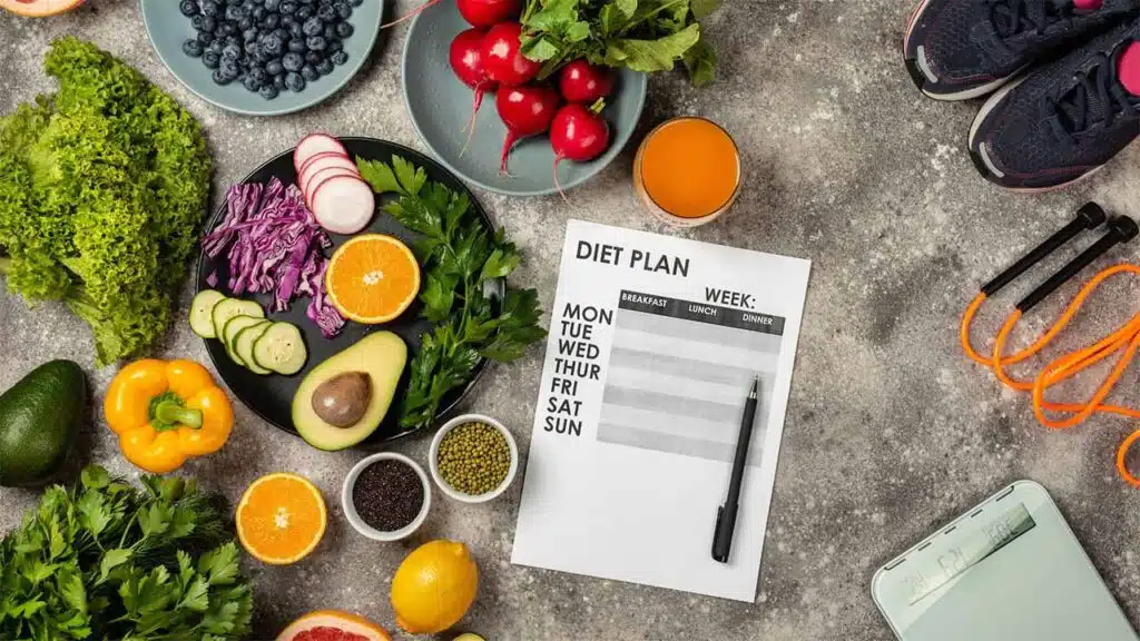 Healthy diet plan with fresh vegetables