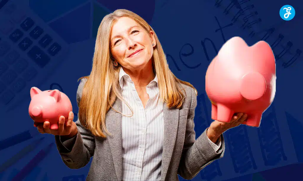 Woman Holding Two Piggy Banks Representing Financial Choices