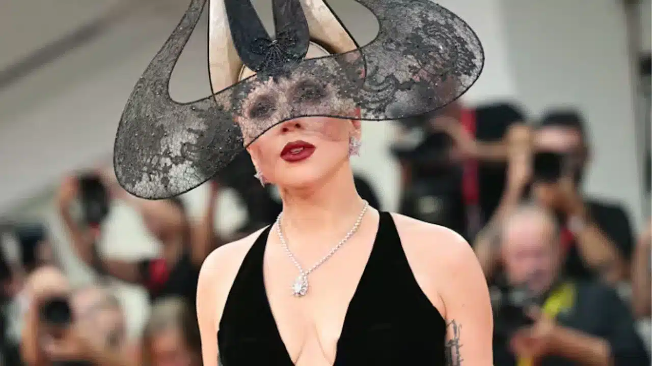 lady gaga venice film festival couture dior headpiece