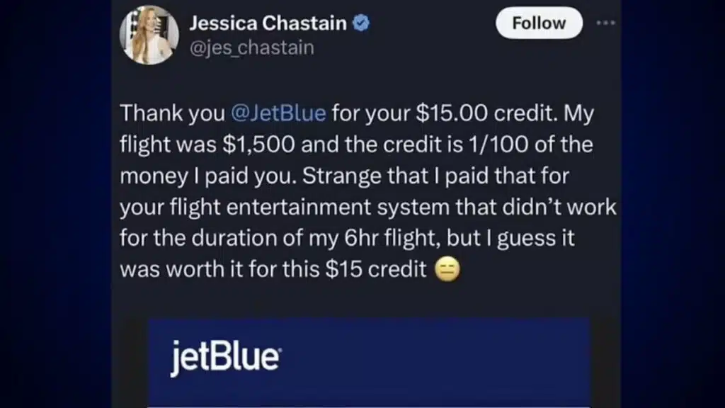 Jessica Chastain post on X