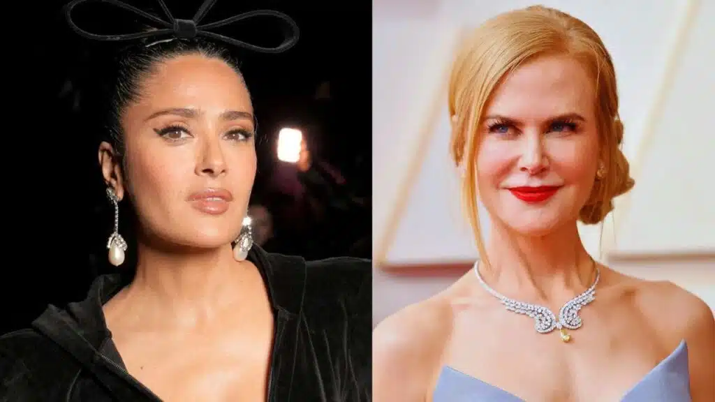 nicole kidman salma hayek viral moment paris fashion week