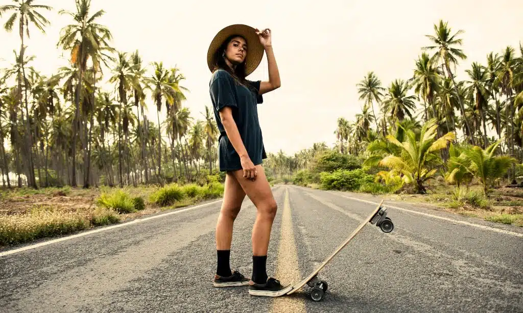 Latin Woman Wearing Traditional Guayabera Style Shirt