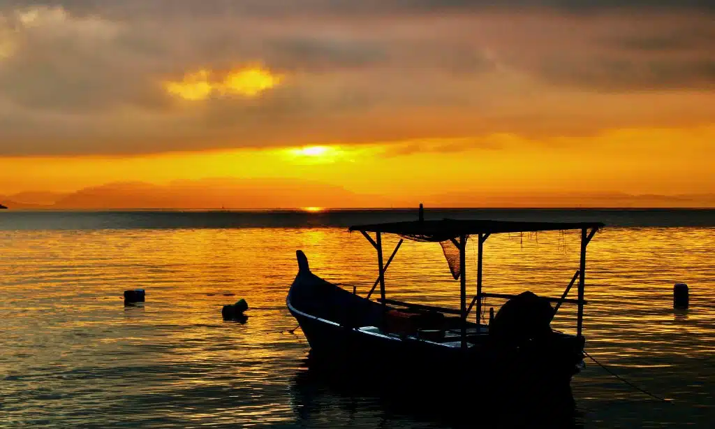 A Docked Boat during the Golden Hour at Penang, Malaysia