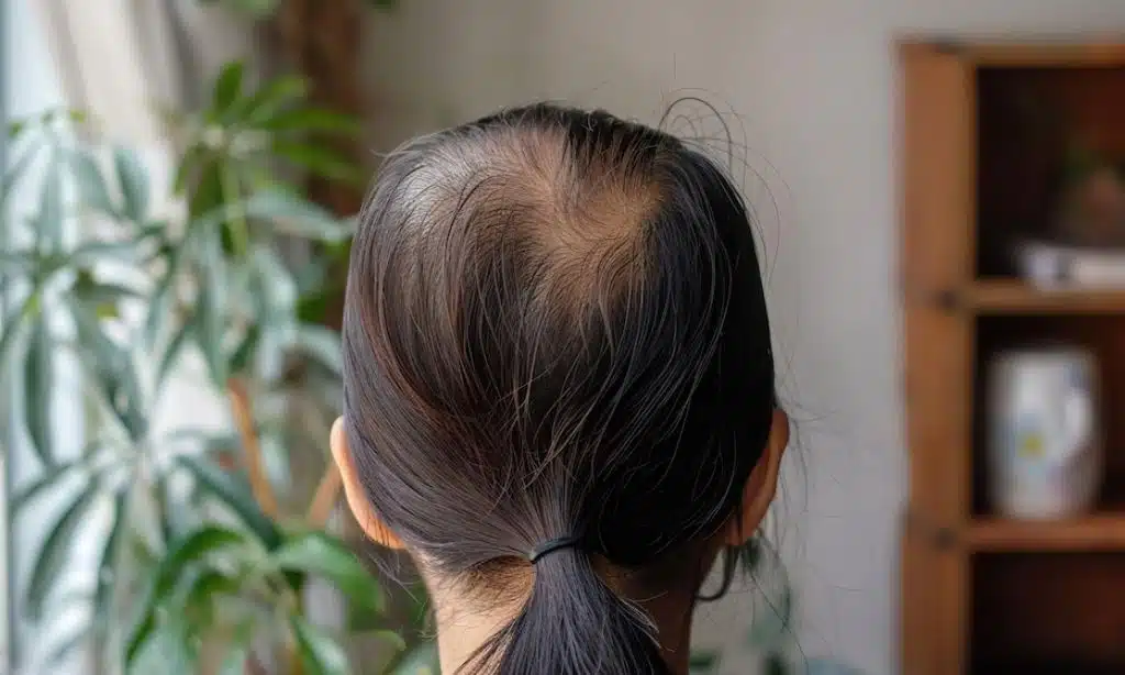 A woman experiencing hair loss