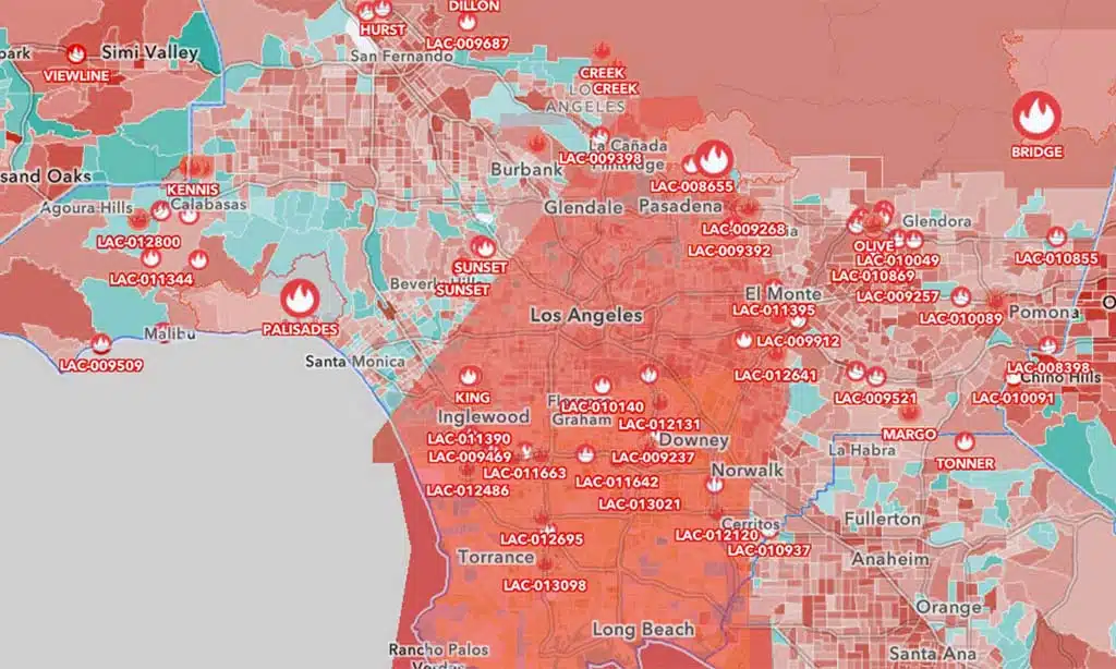 Los Angeles Wildfire-Affected Regions in 2025
