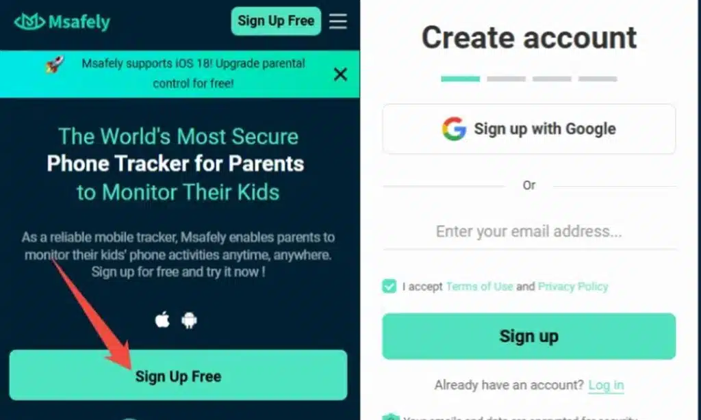 Click on the “Sign Up Free” button