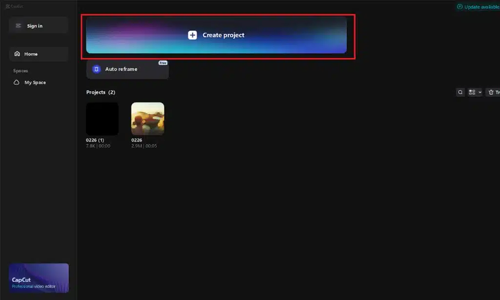 Begin a New Project in CapCut