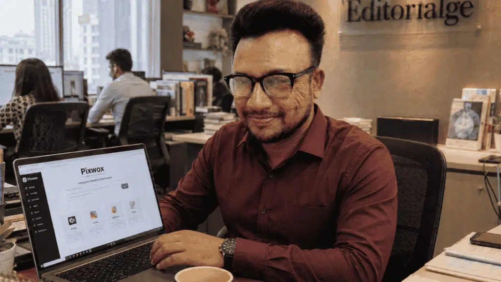 I am Browsing Pixwox in my Office