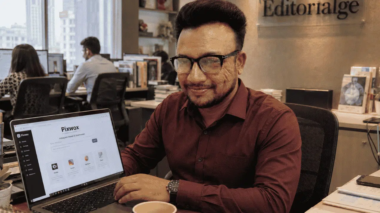 I am Browsing Pixwox in my Office