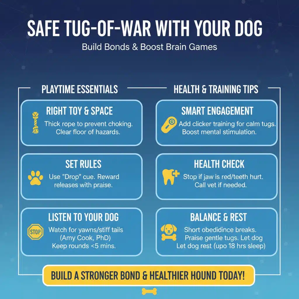 How can I play tug of war safely with my dog
