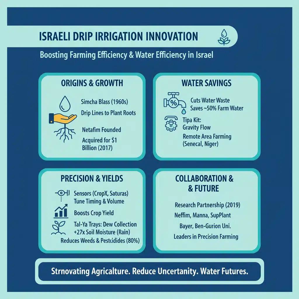How does drip irrigation technology improve farming efficiency in Israel