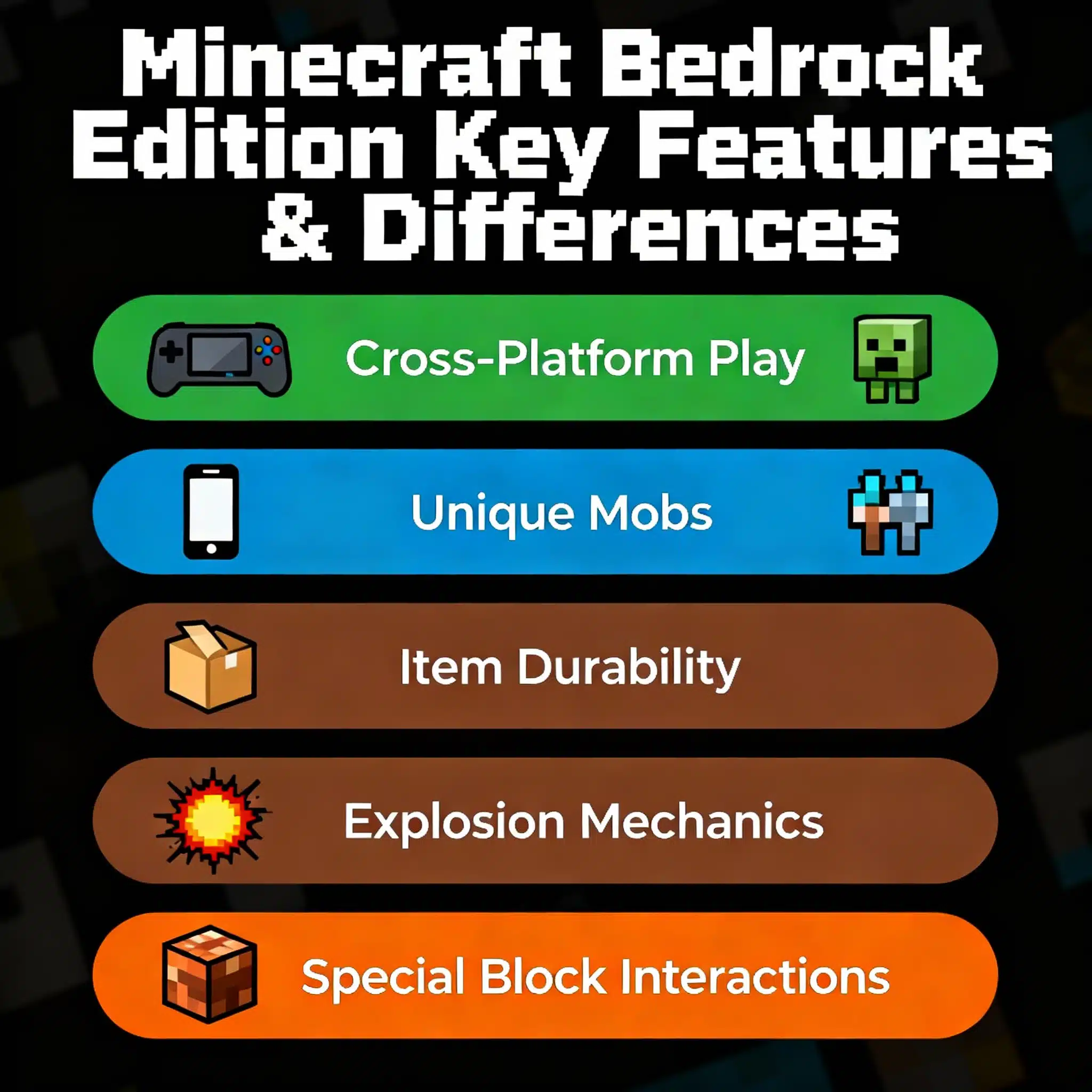 Minecraft Bedrock Key Features