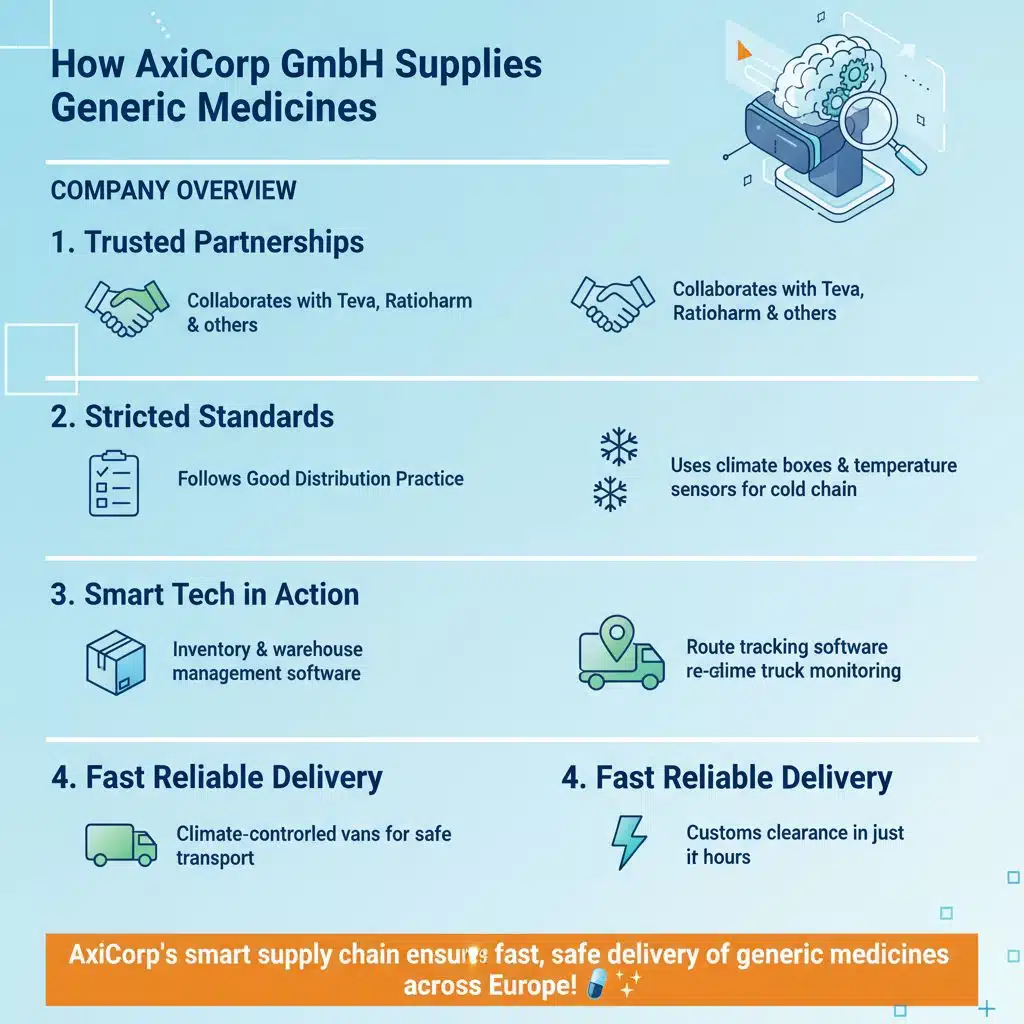 How does AxiCorp GmbH supply generic medicines