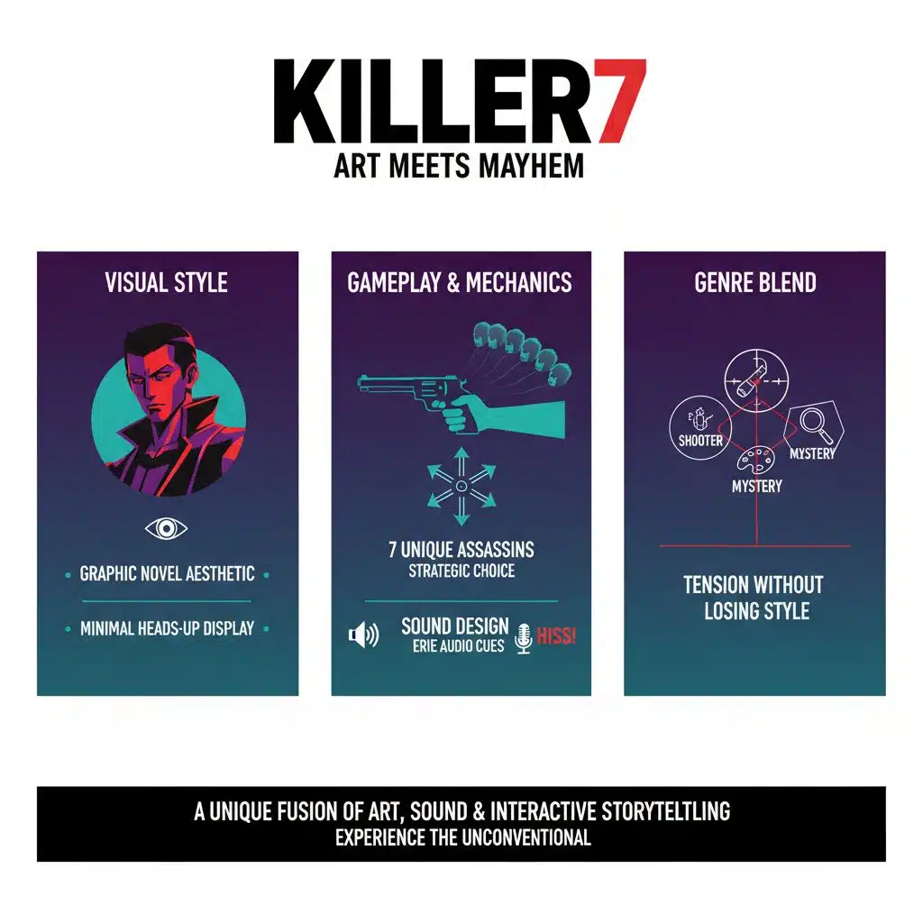 In what ways does Killer7 blend art and gameplay