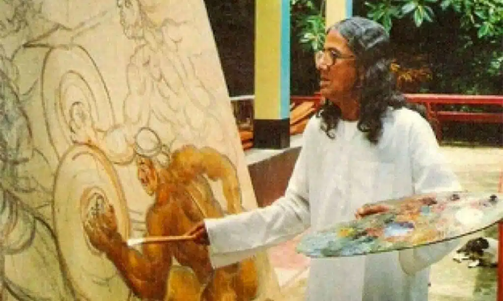 SM Sultan Painting at his home in Narail