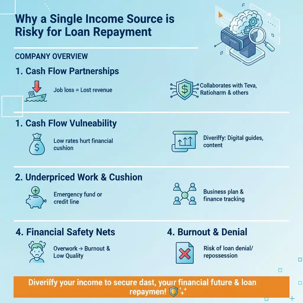 Why is relying on a single income source risky for loan repayment