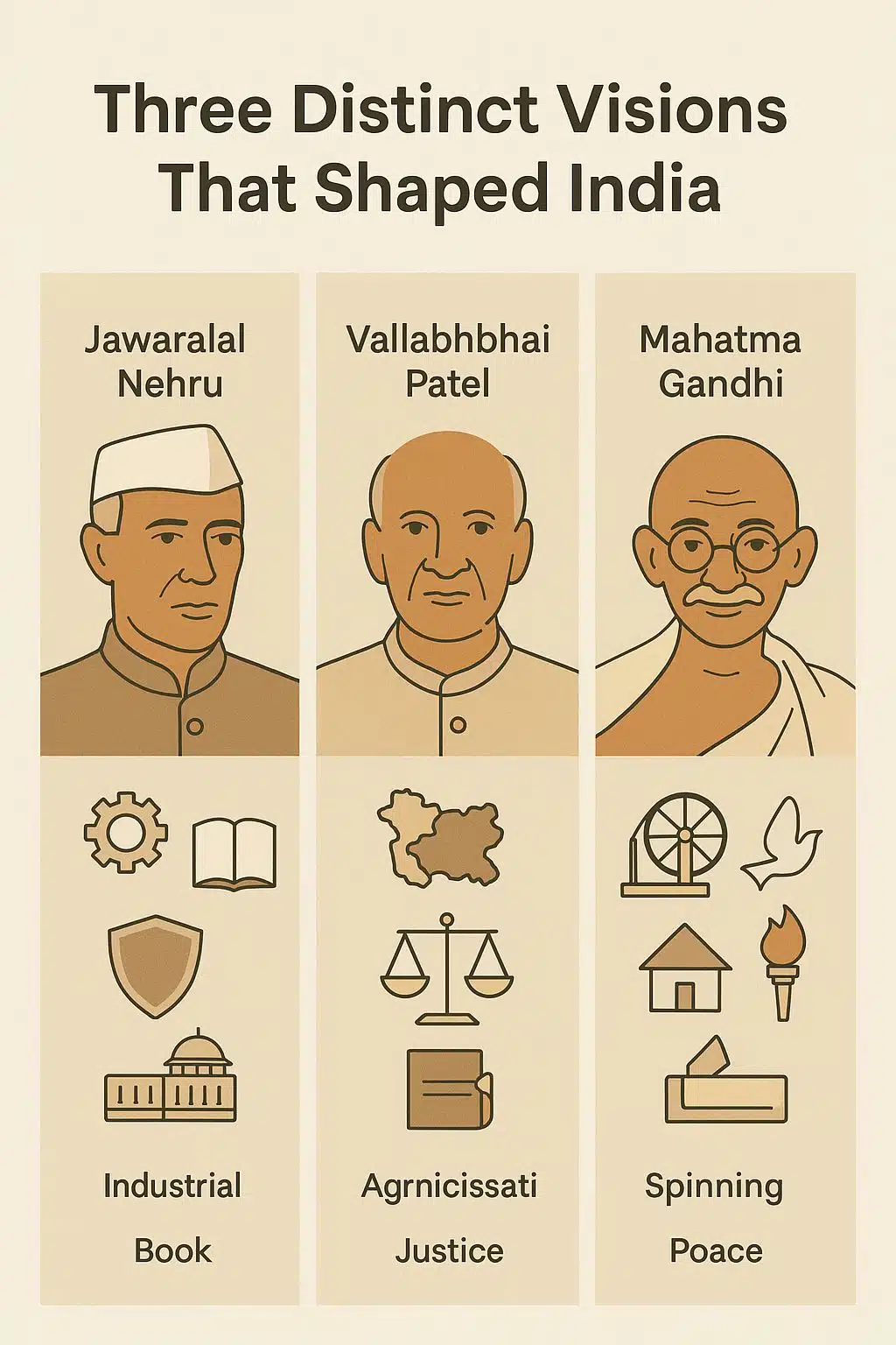 Ideological Maps of Nehru, Patel, and Gandhi