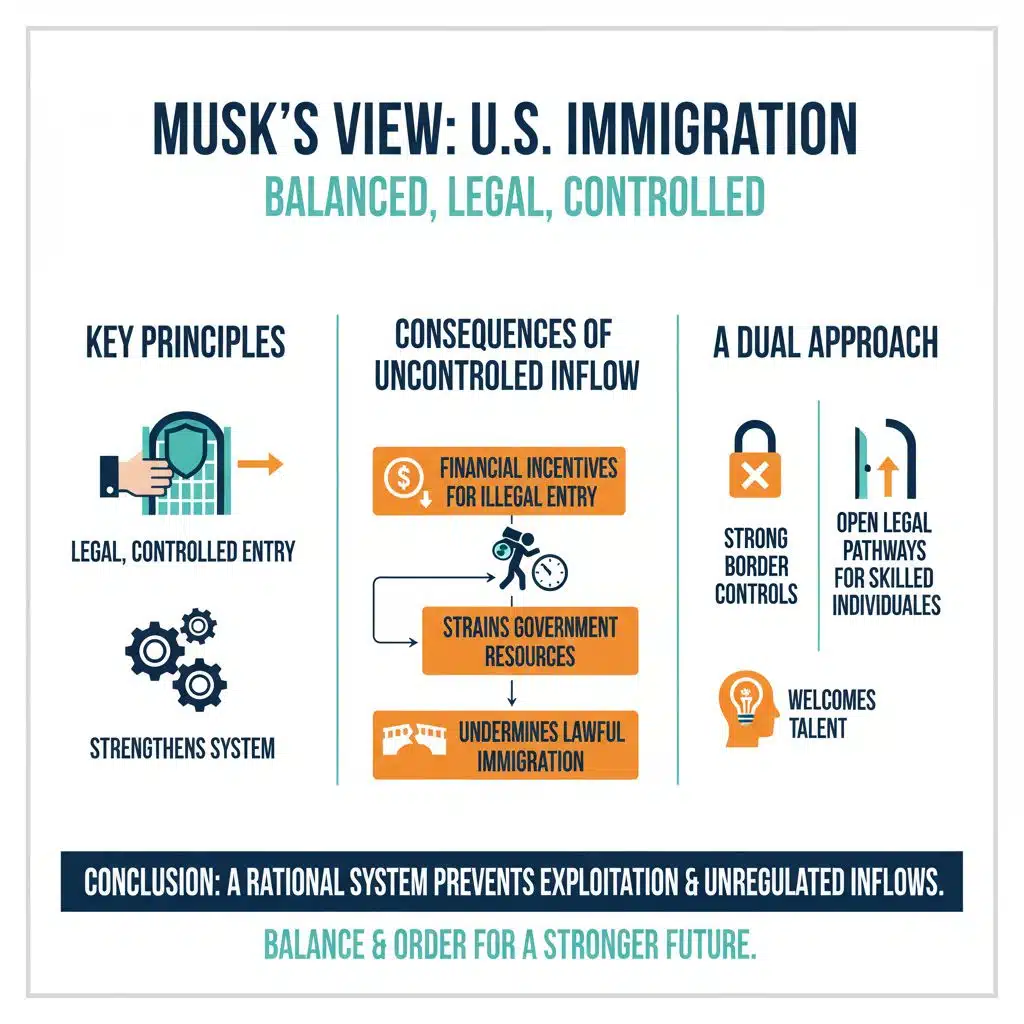 Musk’s View on U.S. Border Controls and Illegal Immigration