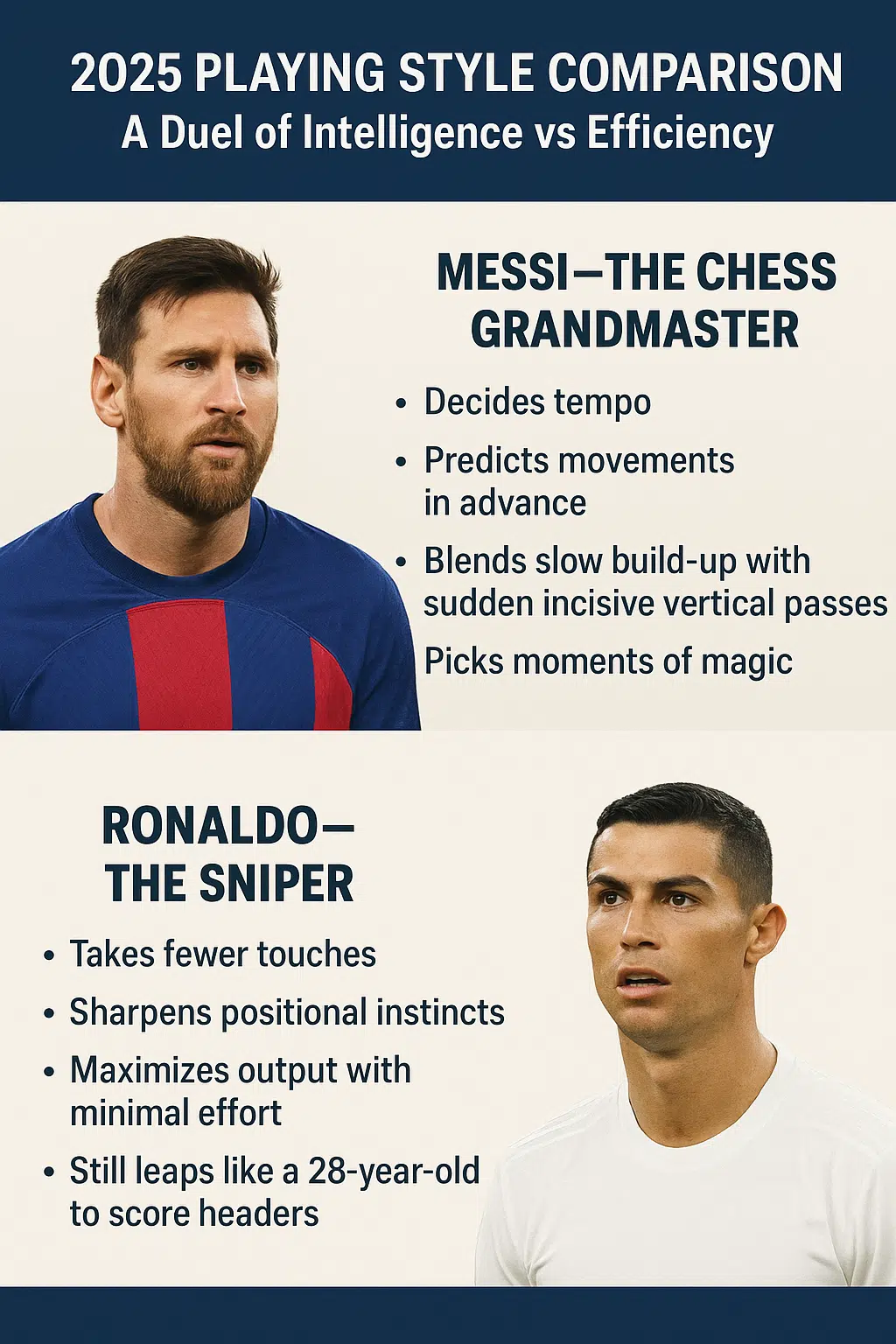 2025 Playing Style Comparison of Messi and Ronaldo
