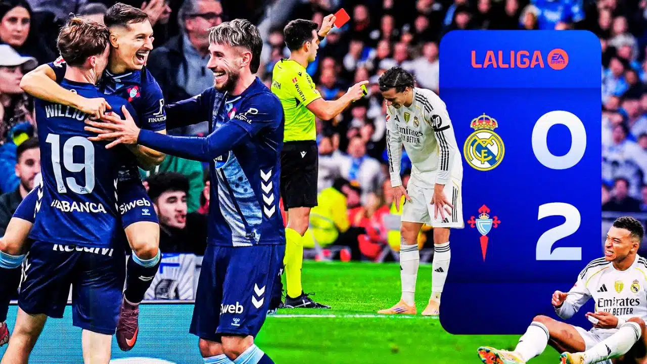 Nine-Man Real Madrid Lose to Celta Vigo at Home