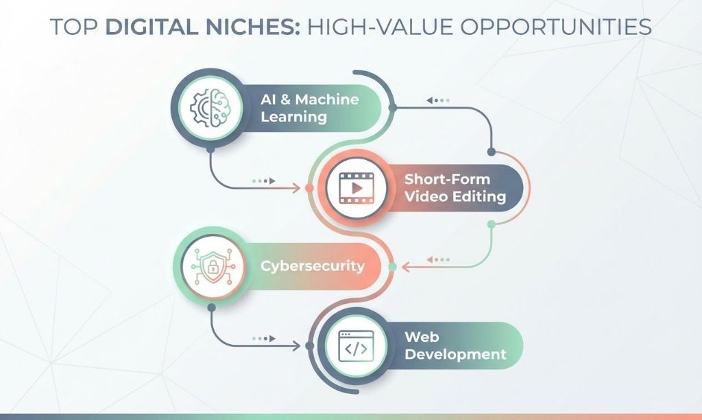 top drop-servicing niches like AI, Video Editing, and Cybersecurity