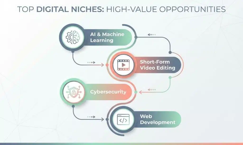 top drop-servicing niches like AI, Video Editing, and Cybersecurity