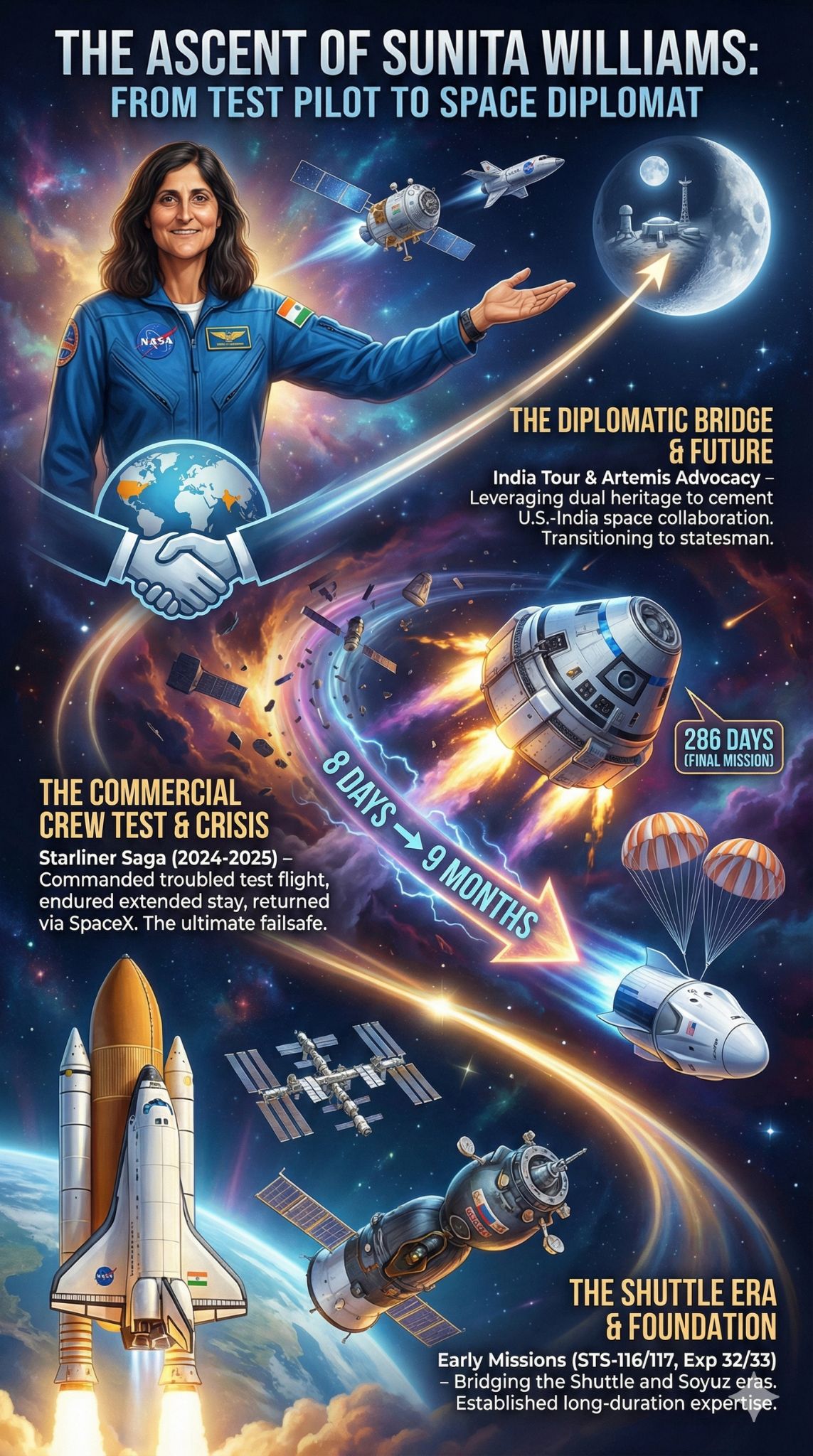 sunita williams retires nasa india tour