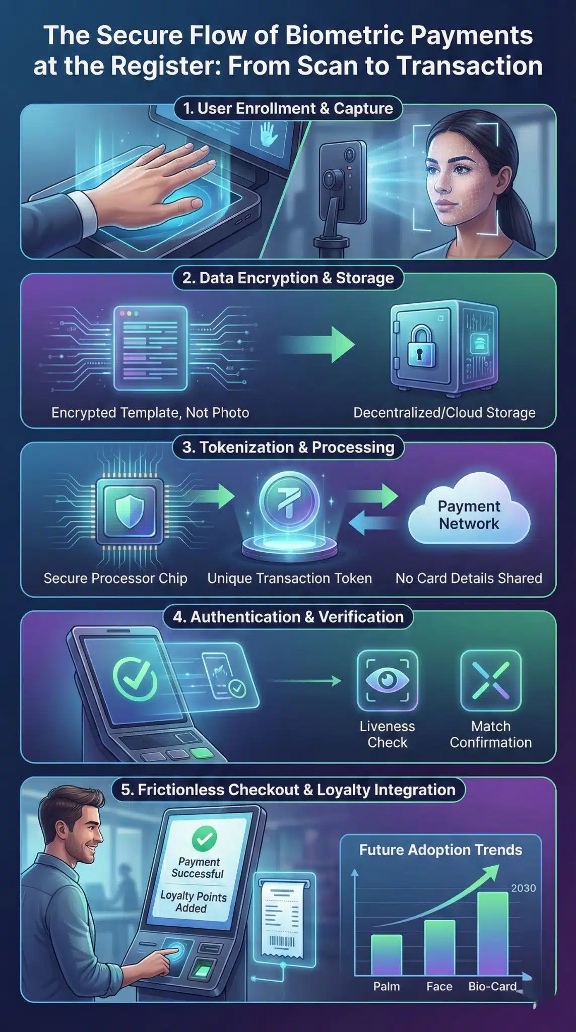 Biometric payments at the register