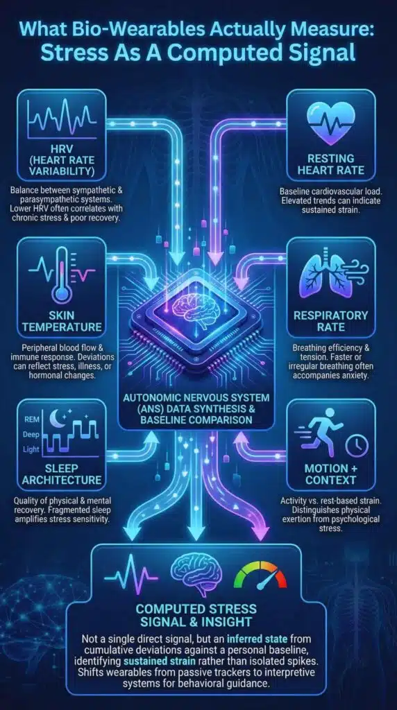 What Bio-Wearables Actually Measure: Stress As A Computed Signal?