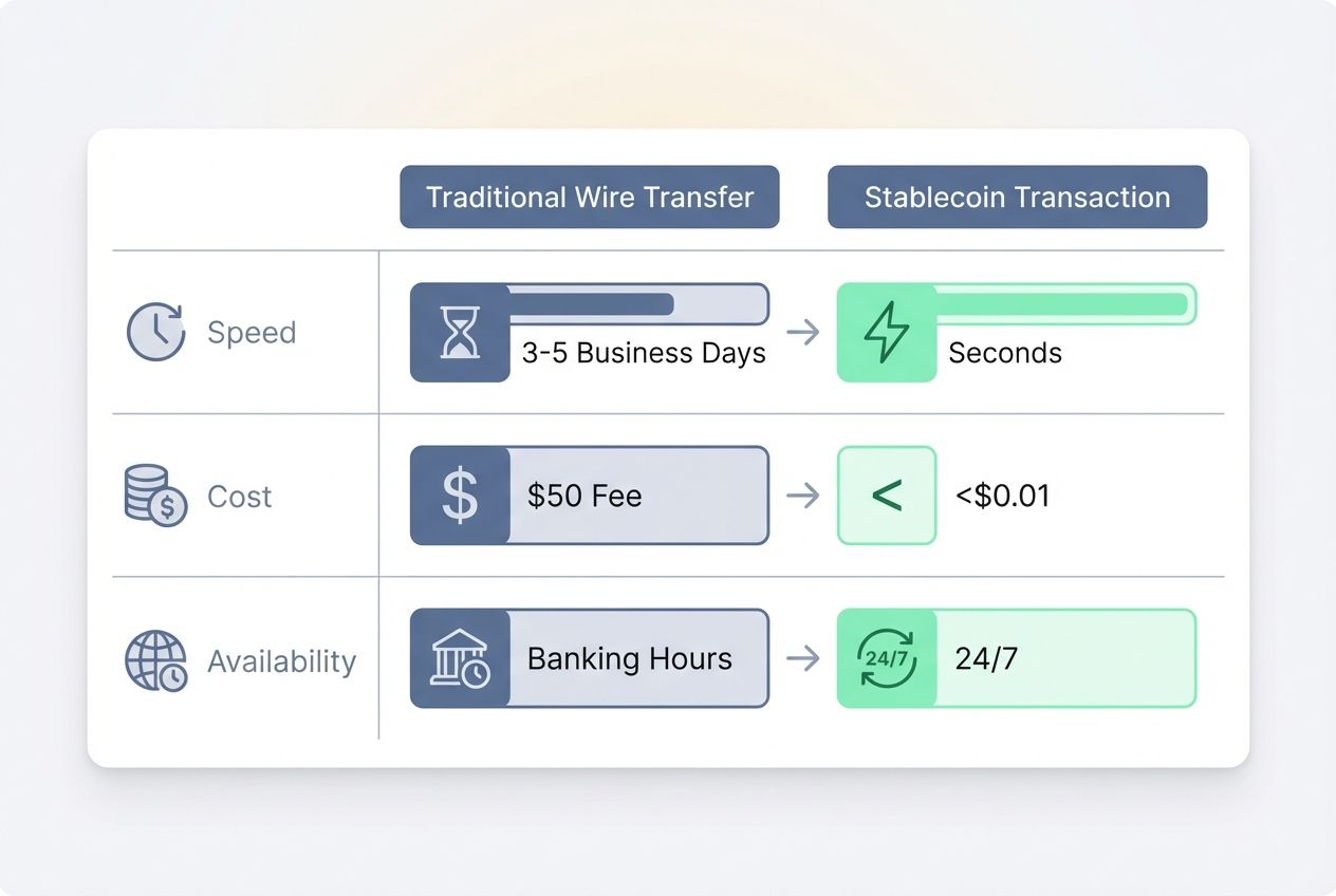 Wire transfer vs stablecoin comparison