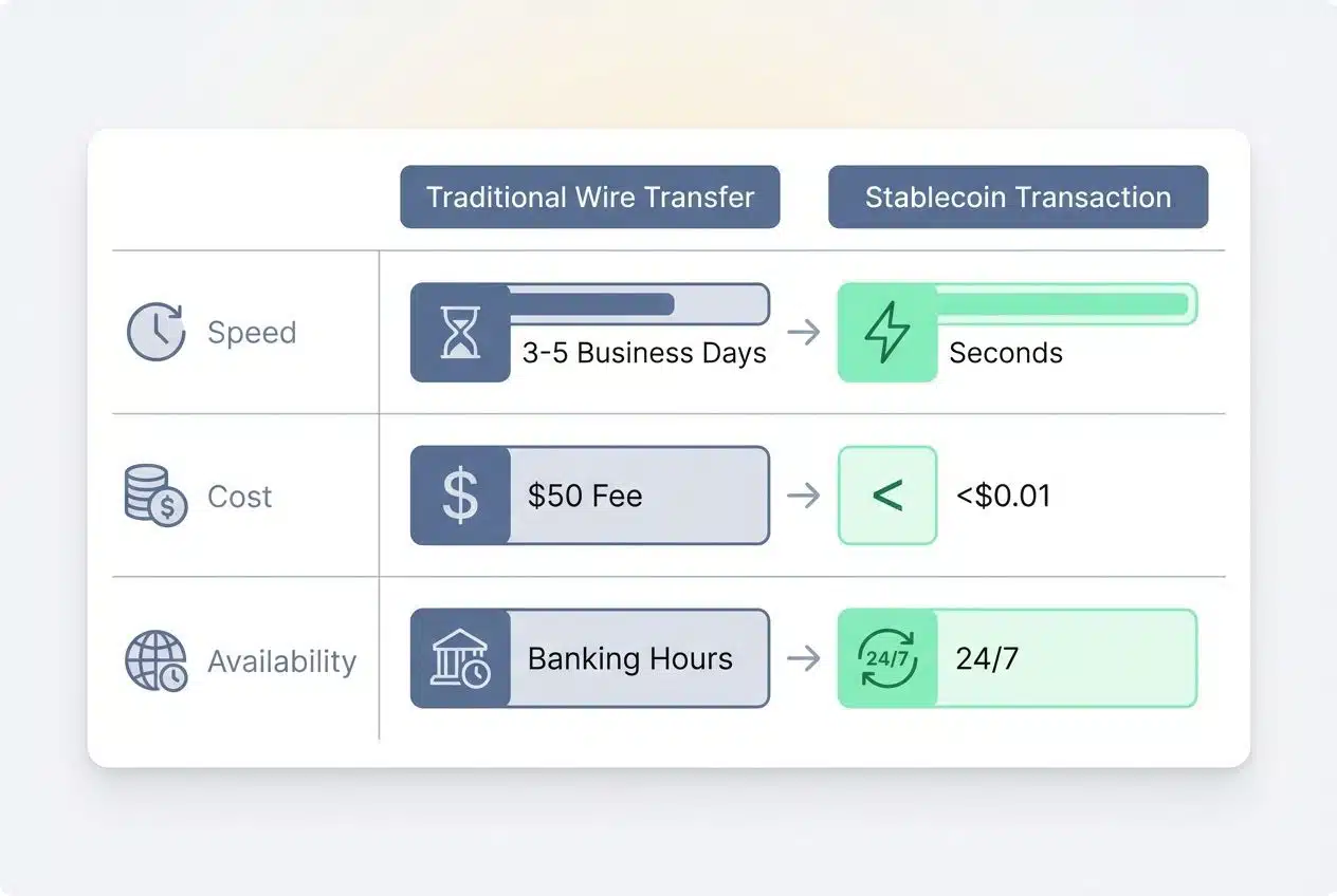 Wire transfer vs stablecoin comparison