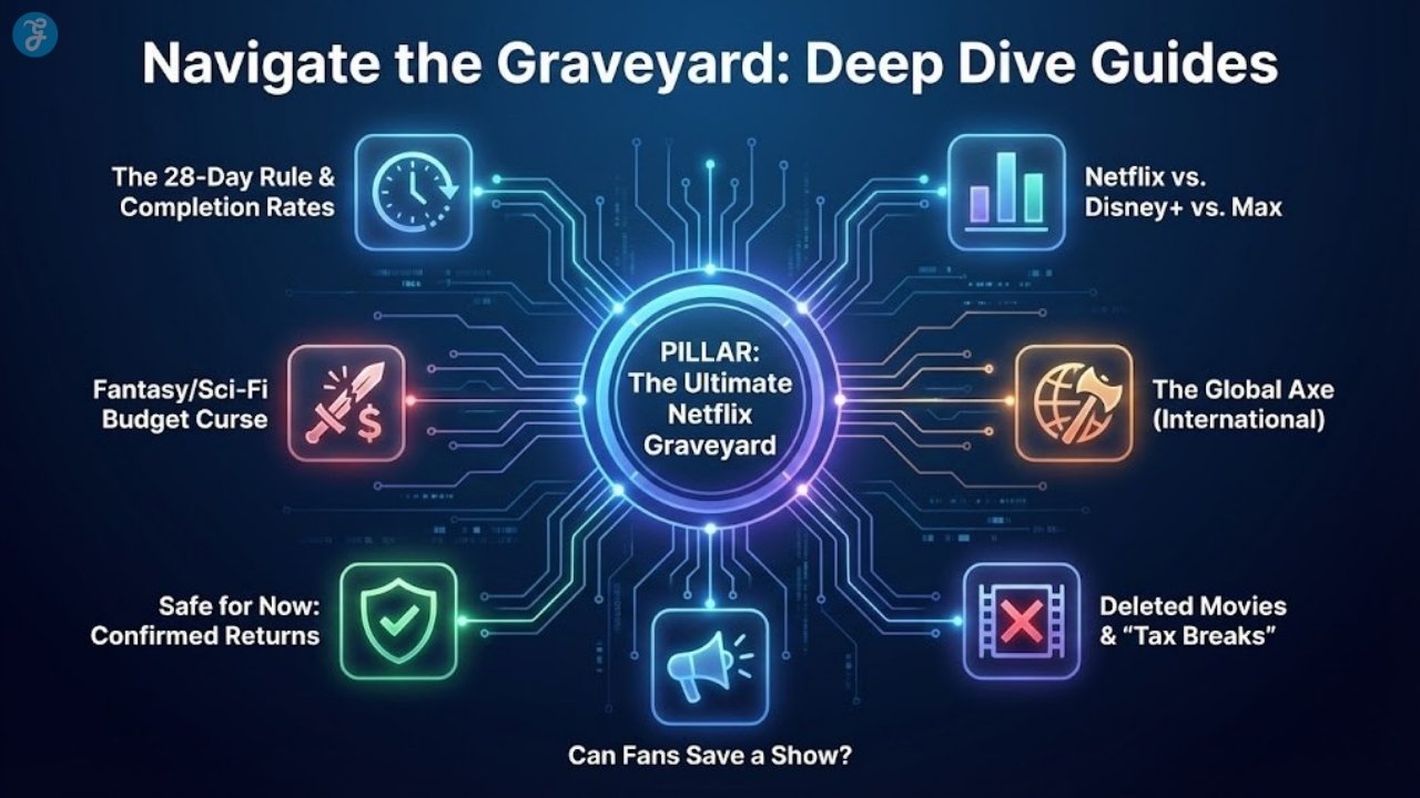 Map of deep-dive guides for Netflix show cancellations.