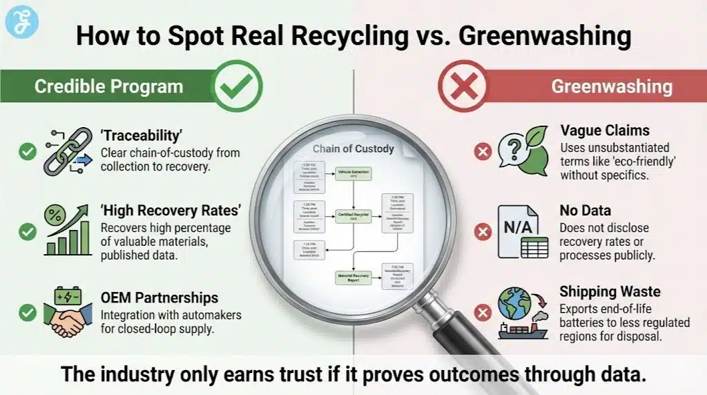 A buyer's guide scorecard for green technology, listing criteria like durability, repairability, and supply chain transparency.