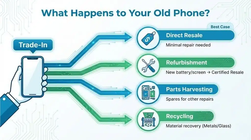 A split-screen comparison card contrasting a "True Circular Program" (Repair, Resale, Transparency) with "Greenwashing" (Upgrade-focused, vague recycling claims).