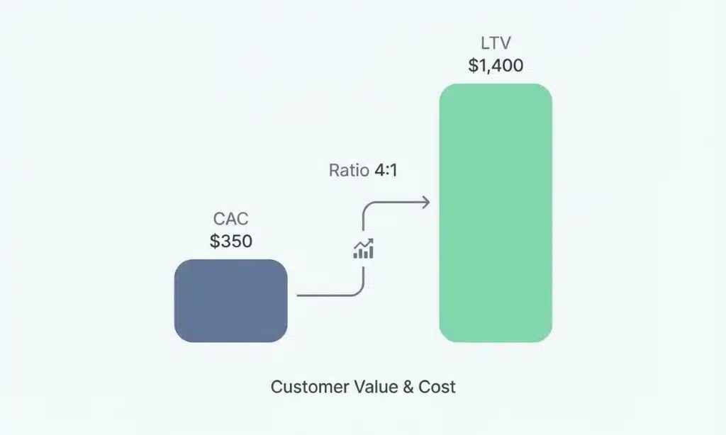 Bar chart comparing Customer Acquisition Cost against Lifetime Value