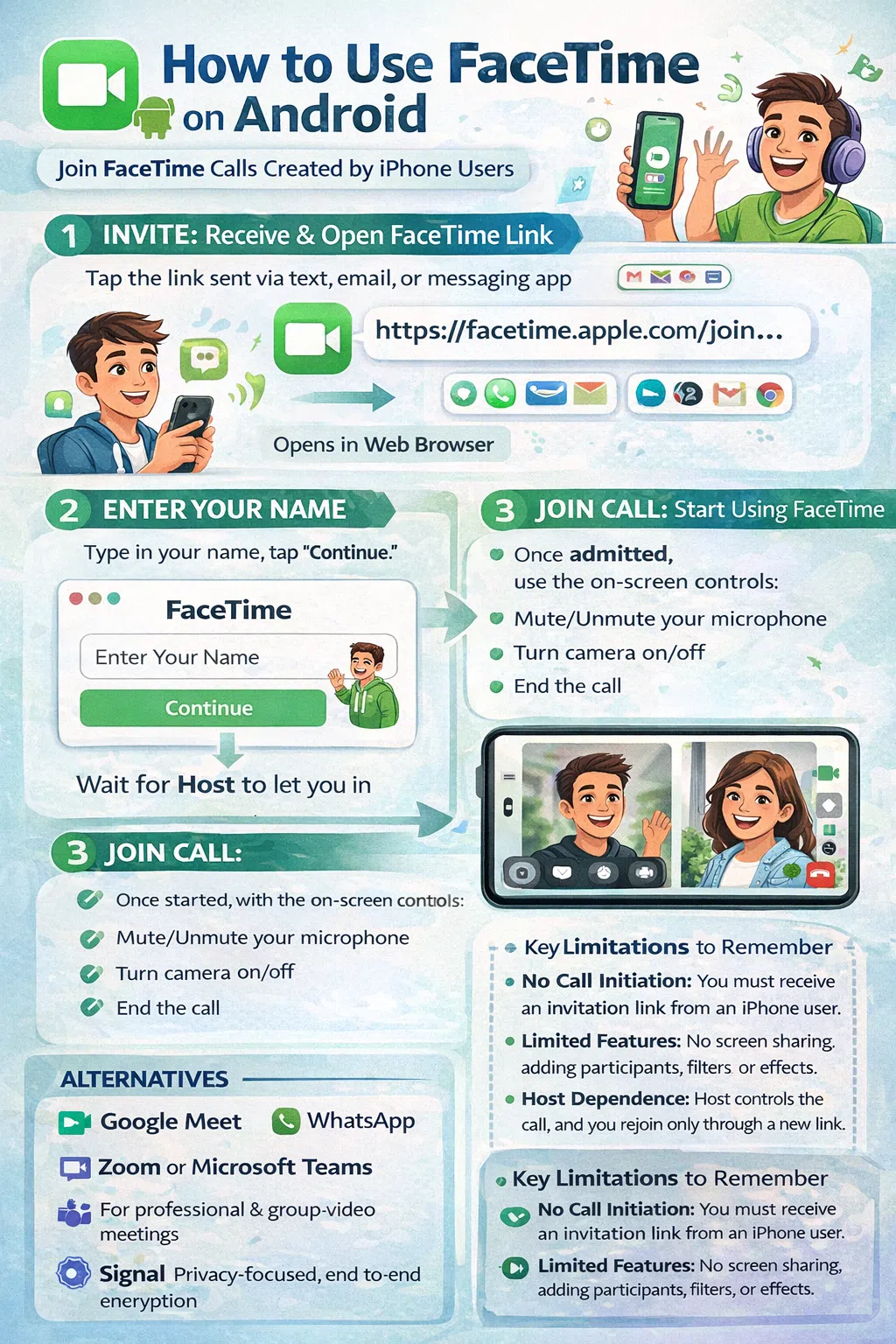 how to use facetime on android