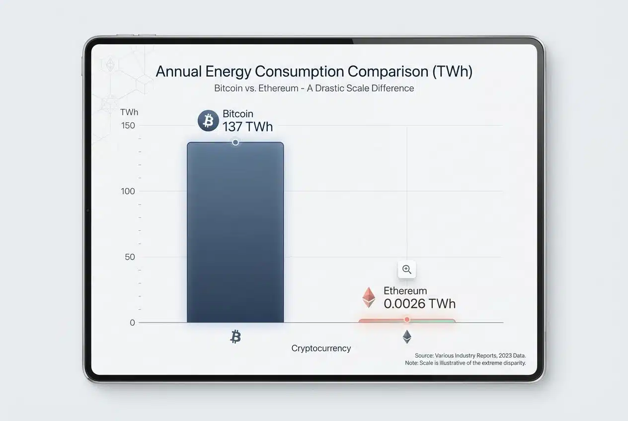 Comparison Proof-of-Stake vs. Proof-of-Work Environmental Impact