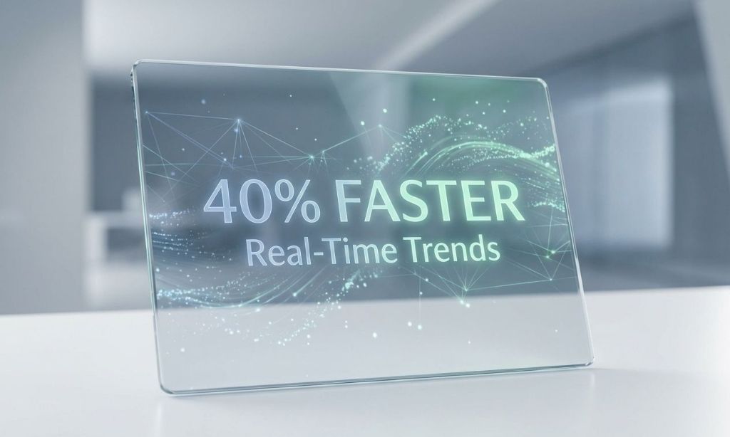 Conceptual data visualization showing 40% faster trend detection on a digital display
