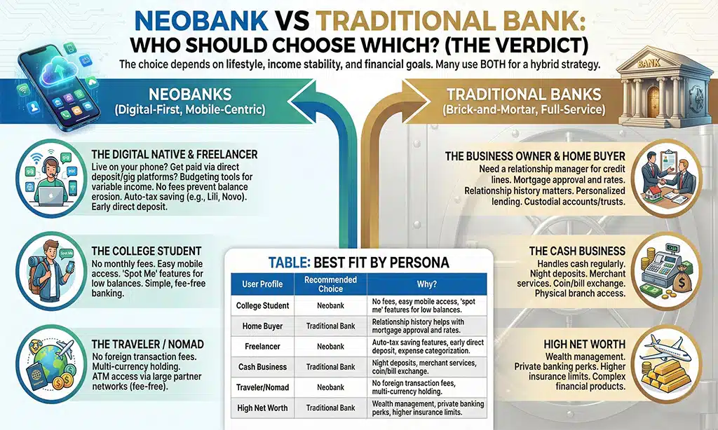 Who Should Choose Which Between Neobank and Traditional Bank