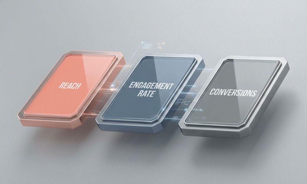 key social media metrics Reach, Engagement Rate, and Conversions