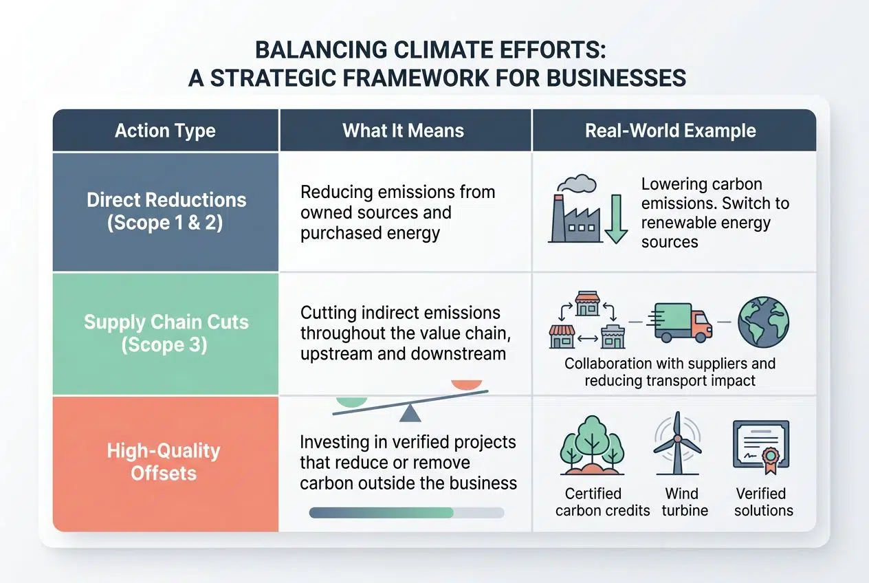 Balancing offsetting with direct emission reductions