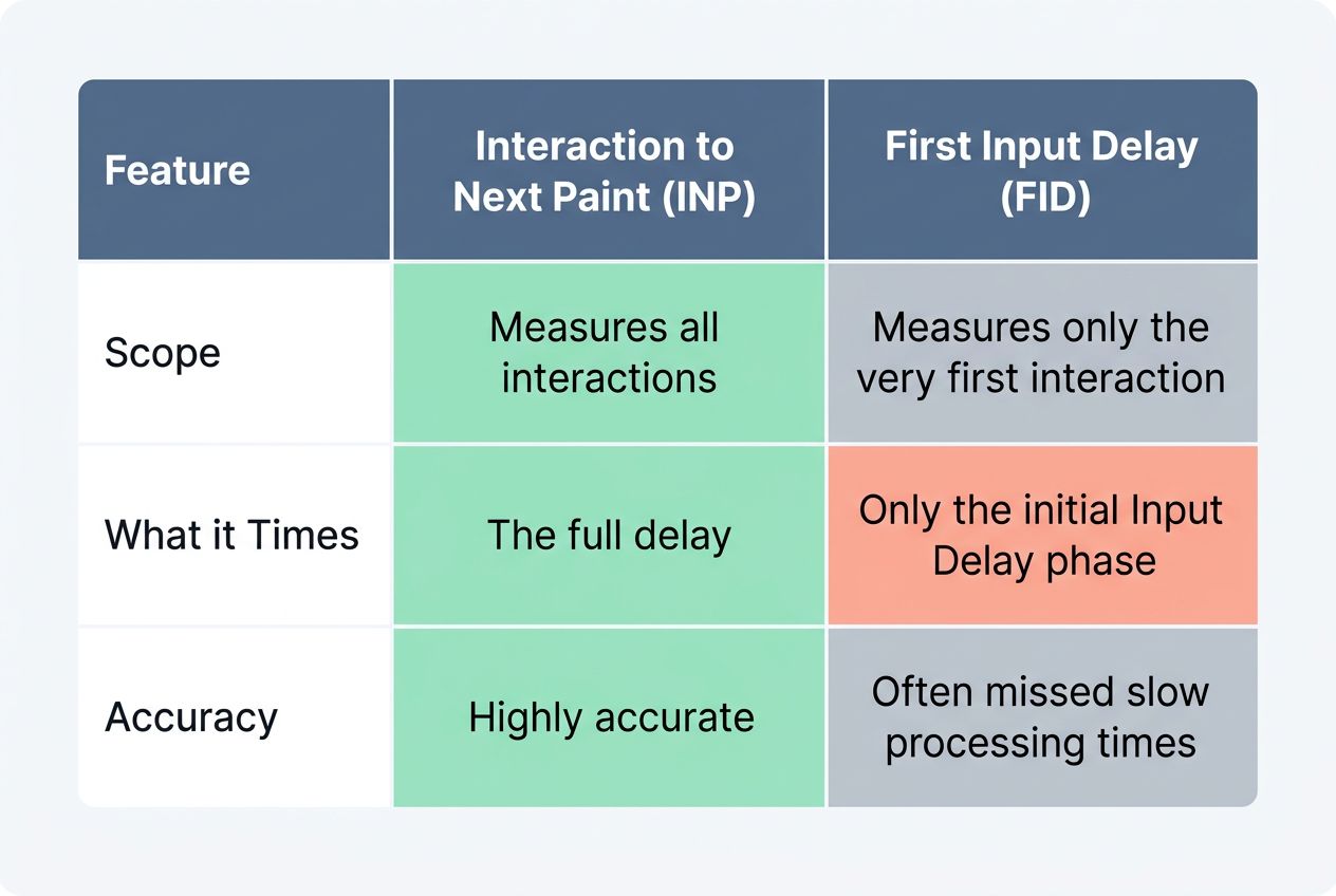 Difference Between INP and First Input Delay (FID)