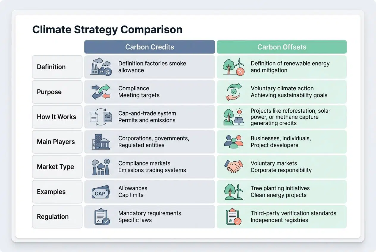 Difference between carbon credits and carbon offsets