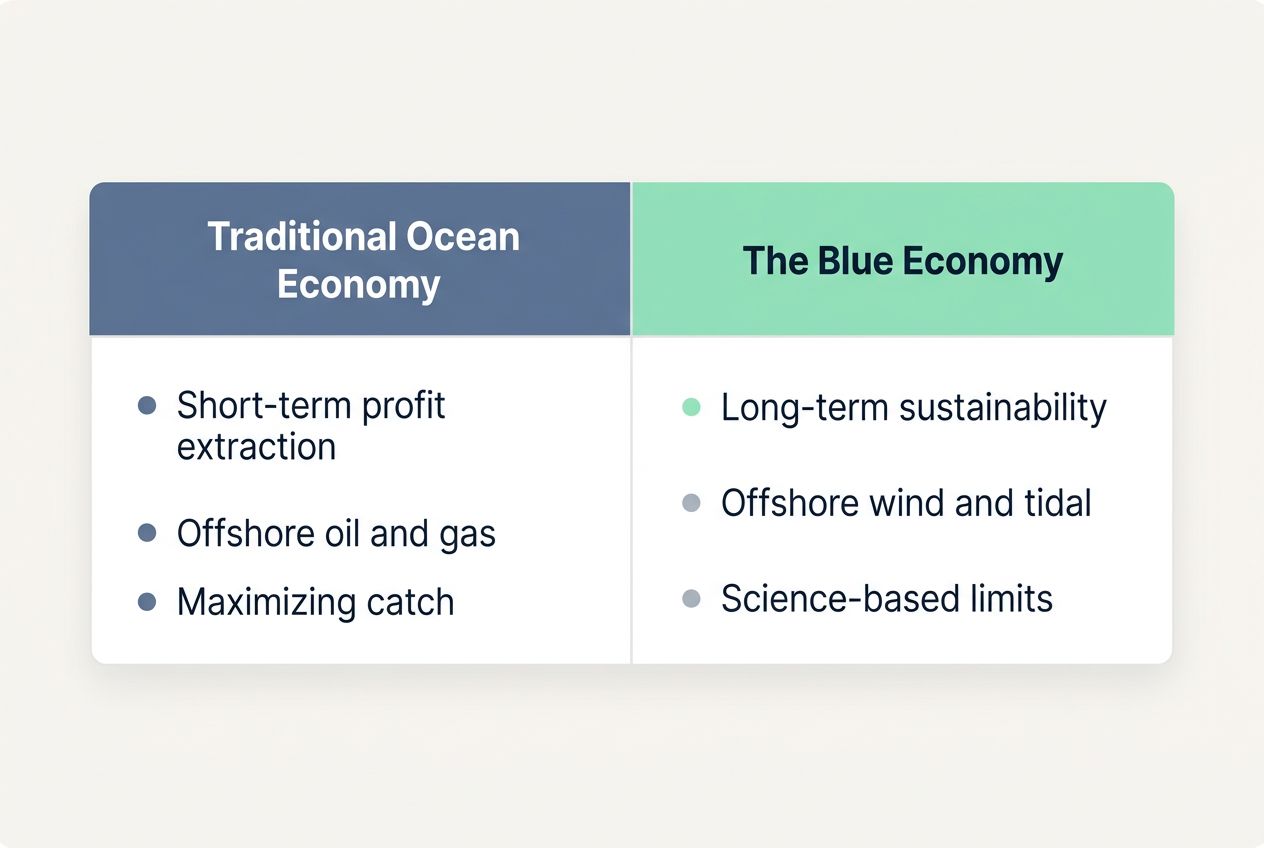 Difference between the ocean economy and the Blue Economy